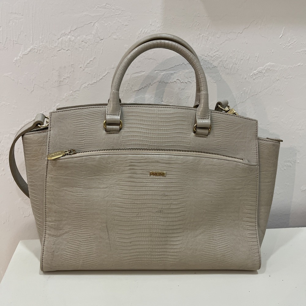 Prune Gray Lizard Embossed Leather Satchel Handbag Crossbody Made in Argentina